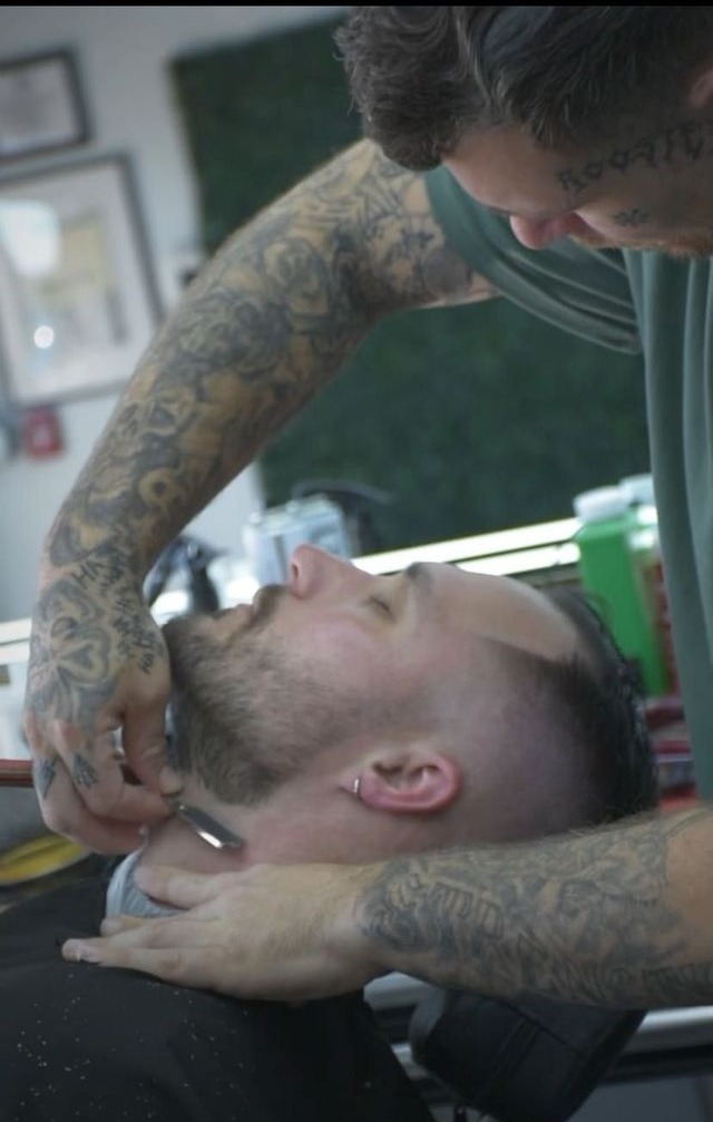 A straight-razor line-up at Diamond Edge Barbershop